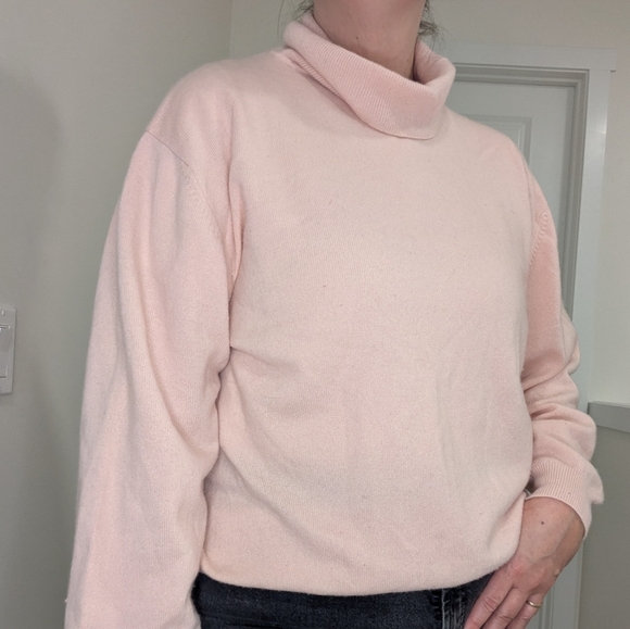 Charter Club 100% Cashmere Cowl Neck Long Sleeve Baggy Sweater Peach Size Large - Picture 4 of 7
